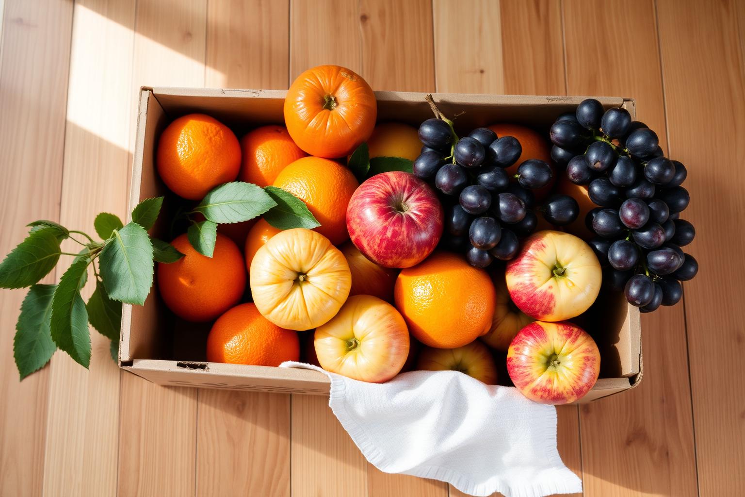 Caja de fruta local entregada en oficina